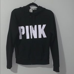 PINK Black Zip Up Jacket